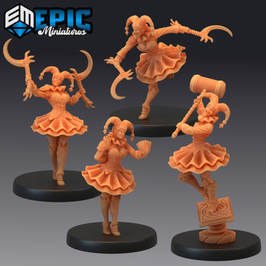 3D Resin Miniature Harlequin Mad Girl - D&D Epic Miniatures