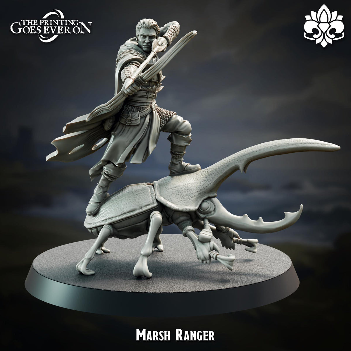 A figurine of a marsh ranger, a character from the video game The Printing Goes Ever On, is depicted in the image.
