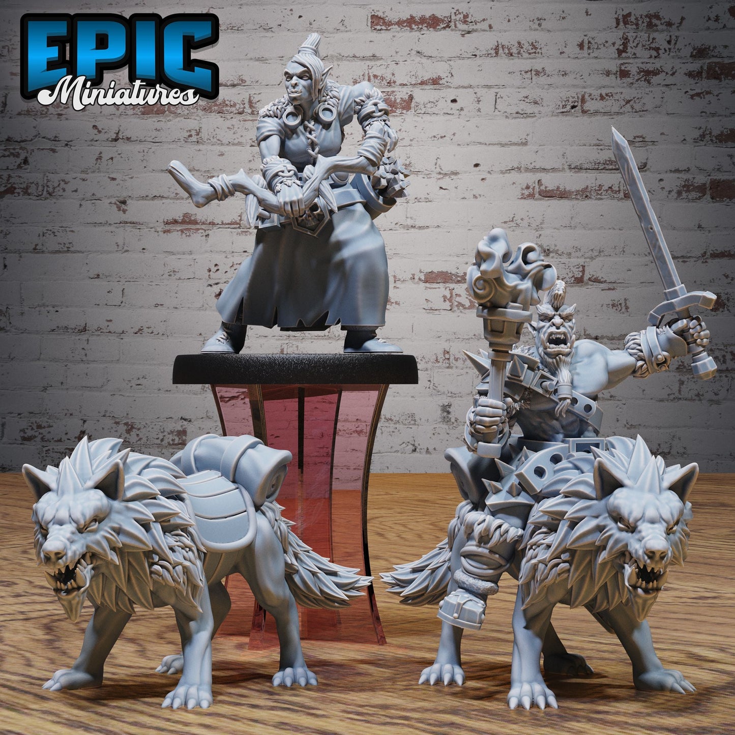 3D Resin Miniature Snow Orc Warg Rider - D&D Epic Miniatures