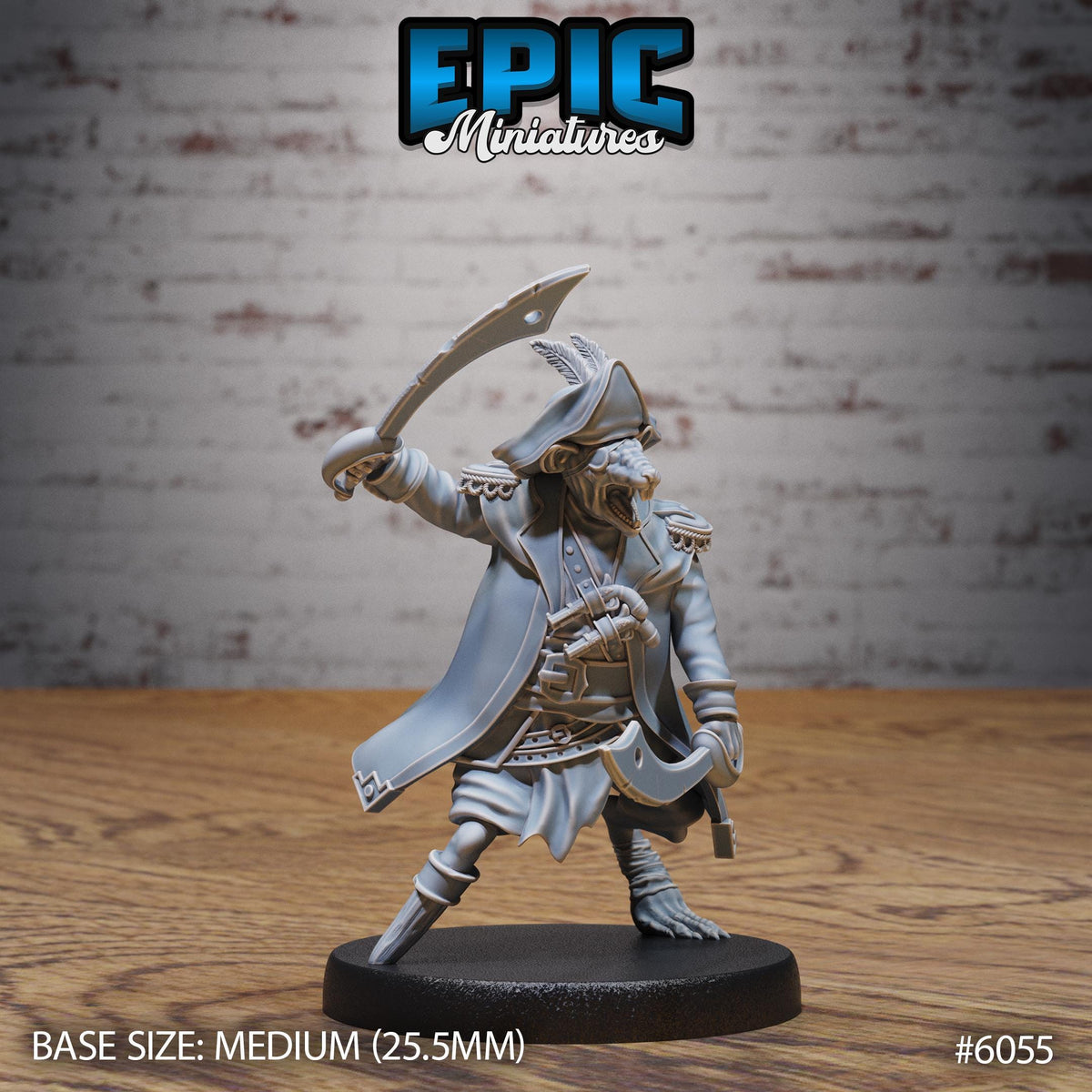 3D Resin Miniature Ratfolk Pirate Captain  - D&D Epic Miniatures
