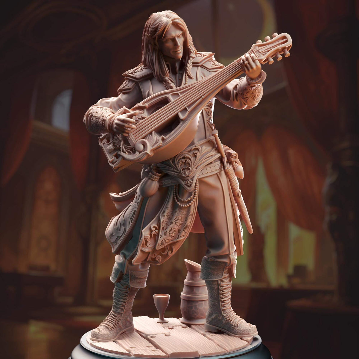 Elven Fortune Bard - Ereviel Eight Toes - 3D Printed Resin RPG/Tabletop/Boardgames Miniature DM Stash
