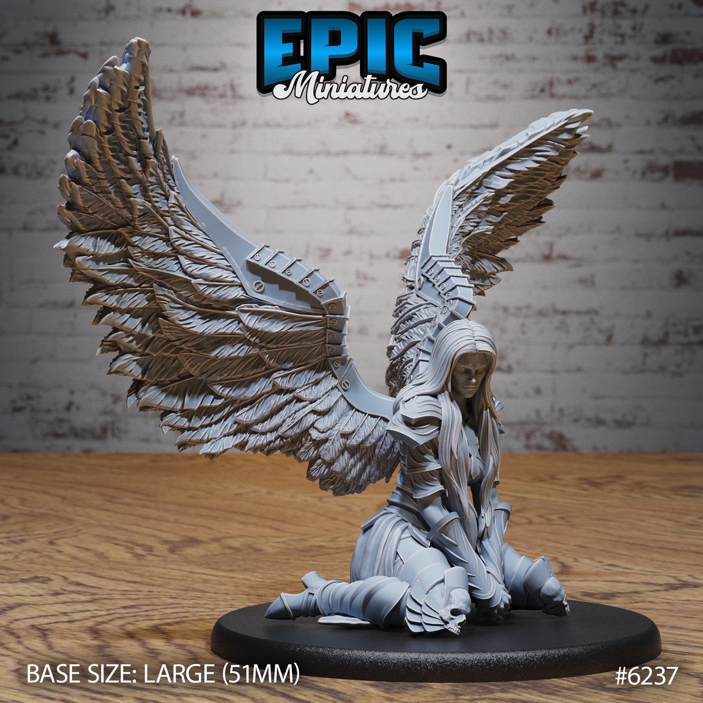 Solar Lady Angel Set - Heavenly Battle - Epic Miniatures - Dungeons and Dragons, large miniatures with detailed wings and armor.