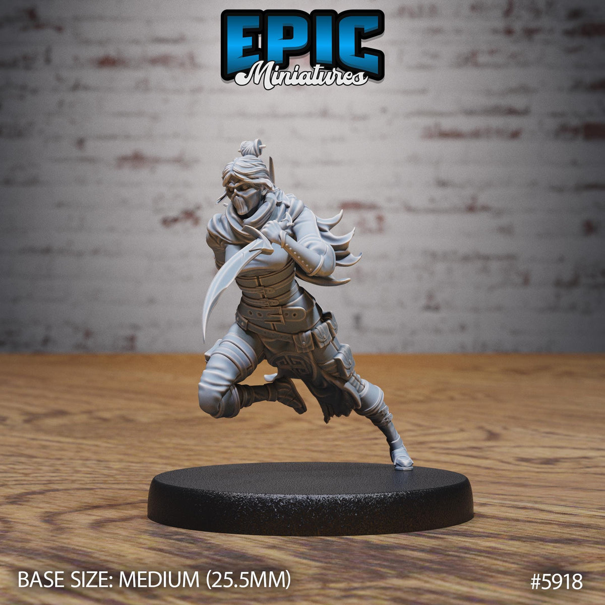 3D Resin Miniature Masked Kunoichi - D&D Epic Miniatures