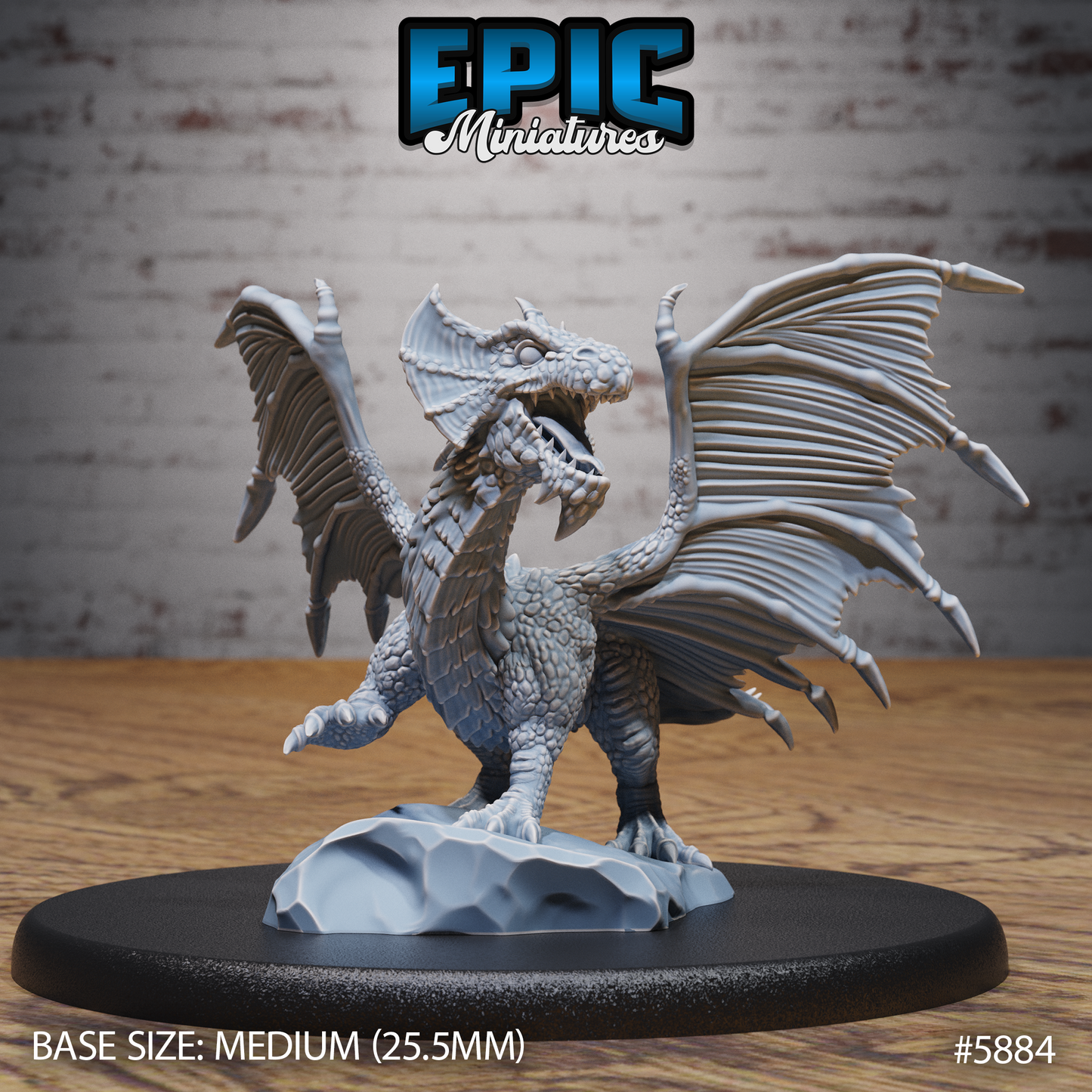 3D Resin Miniature Brass Dragon Wyrmling - D&D Epic Miniatures