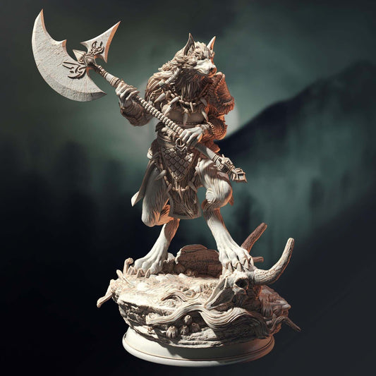 Werewolf Barbarian - Ariana Grey - 3D Printed Resin RPG/Tabletop/Boardgames Miniature DM Stash