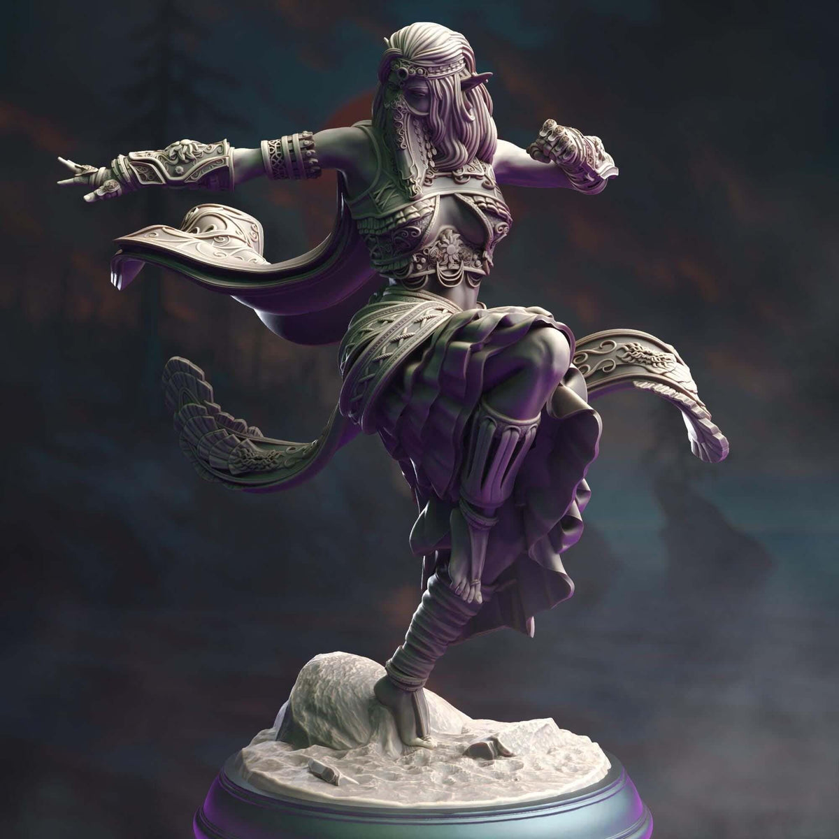 Elf Sun Soul Monk - Cahira - 3D Printed Resin RPG/Tabletop/Boardgames Miniature DM Stash