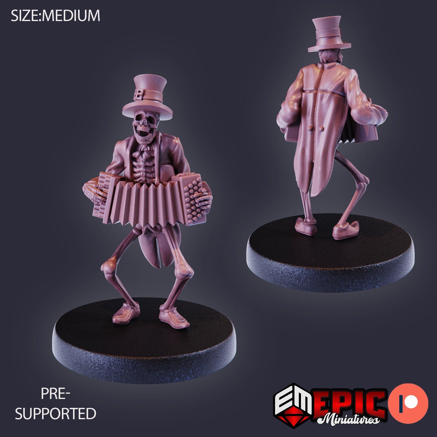 3D Resin Miniature Skeleton Musician - D&D Epic Miniatures