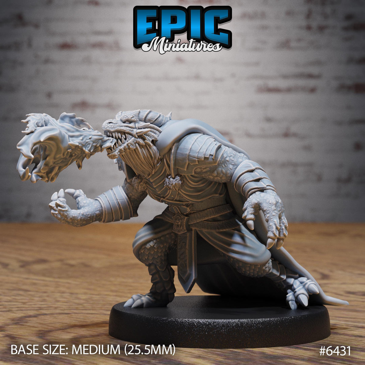 A 3D model of a fantasy creature, possibly a dragon or serpent, with a detailed and intricate design. The creature is posed in a dynamic, fighting stance, with its mouth open and claws extended. The base size of the model is 25.5 millimeters.