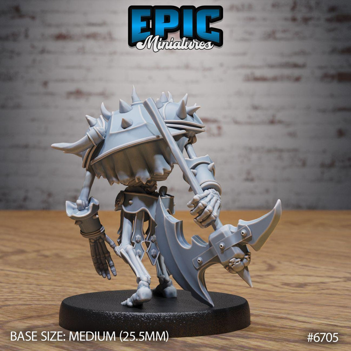 A 3D model of a miniature character, likely a fantasy or science fiction character, standing on a black base and holding a large weapon.