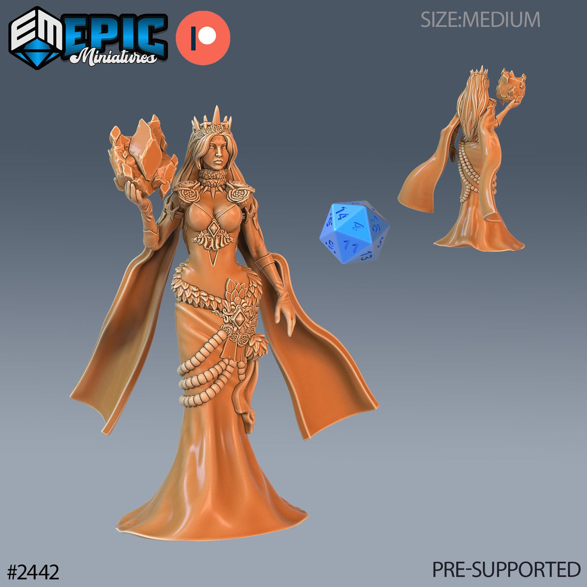 3D Resin Miniature Ice Sorceress D&D - Epic Miniatures