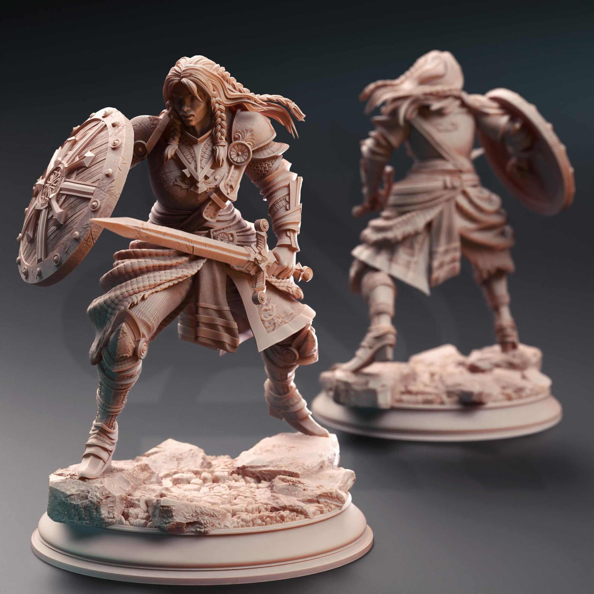Human Veteran Fighter - Jorjie of Hvirna - 3D Printed Resin RPG/Tabletop/Boardgames Miniature DM Stash
