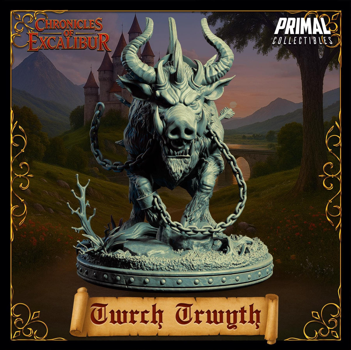 Twrch Trwyth detailed resin miniature model from Chronicles of Excalibur for D&D and wargaming