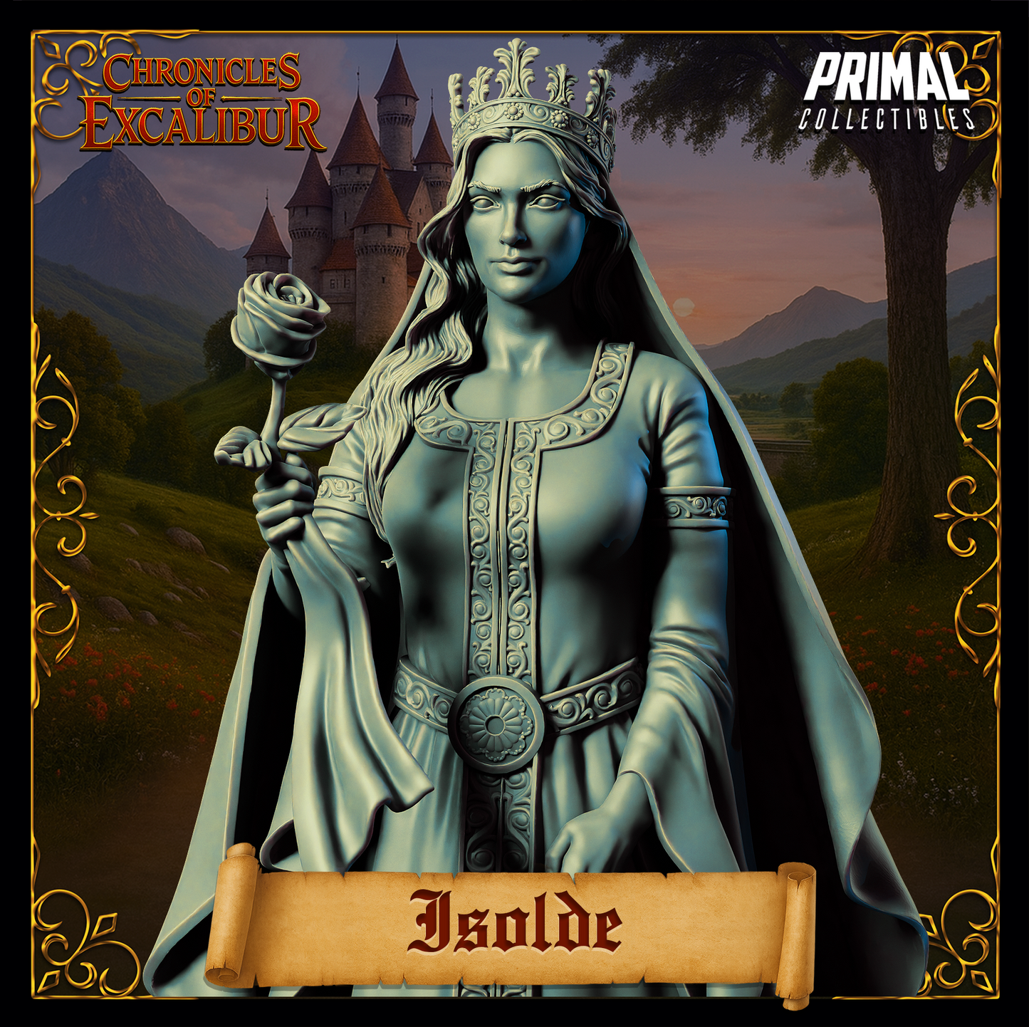 Princess Isolde - Chronicles of Excalibur collectible miniature in premium grey resin with intricate details.