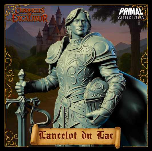 Knight Sir Lancelot from Chronicles of Excalibur, detailed premium resin miniature for collectors and gamers.