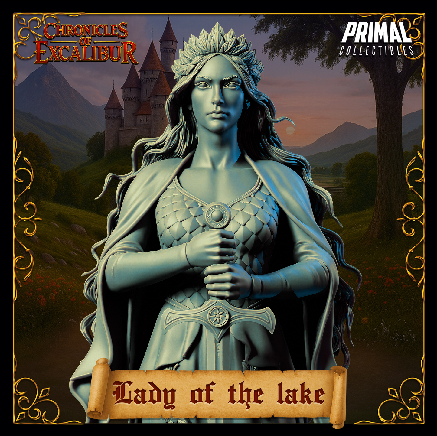 Lady of the lake collectible miniature from Chronicles of Excalibur, crafted in premium resin with intricate details.