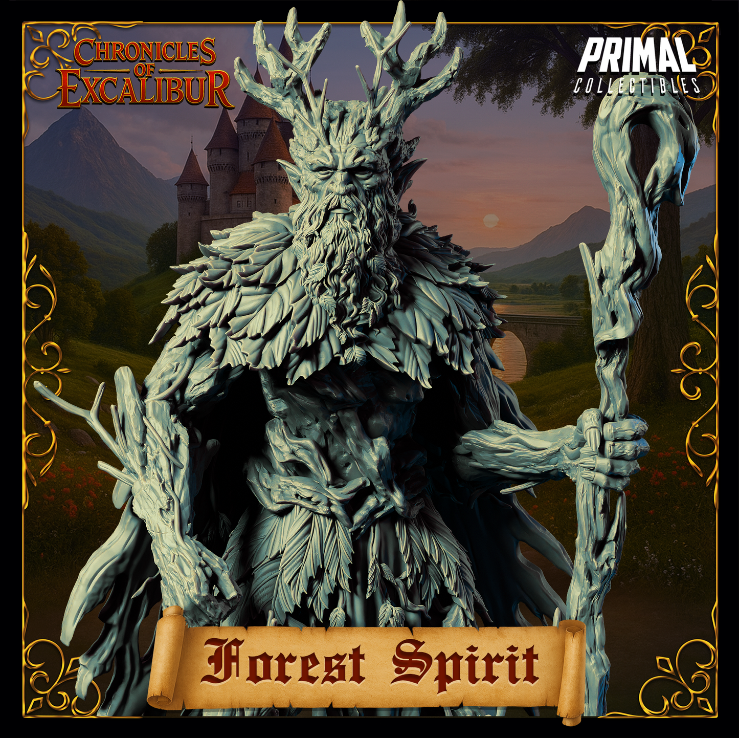 Forest Spirit detailed miniature from the Chronicles of Excalibur series, crafted in premium resin for collectors and gaming.