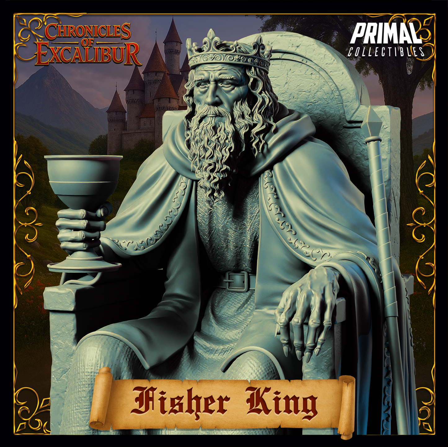 Fisher King miniature from Chronicles of Excalibur, high-quality resin collectible for D&D and TTRPGs.