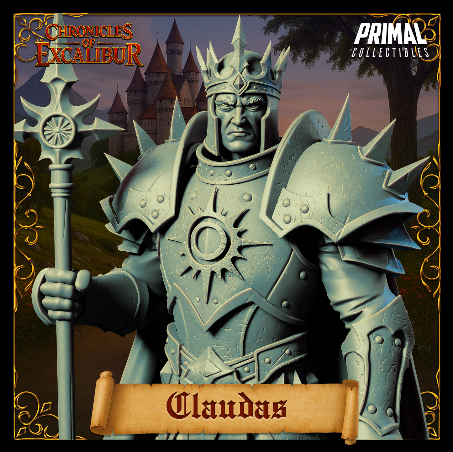 King Claudas miniature from Chronicles of Excalibur, crafted in premium resin with intricate details for collectors.