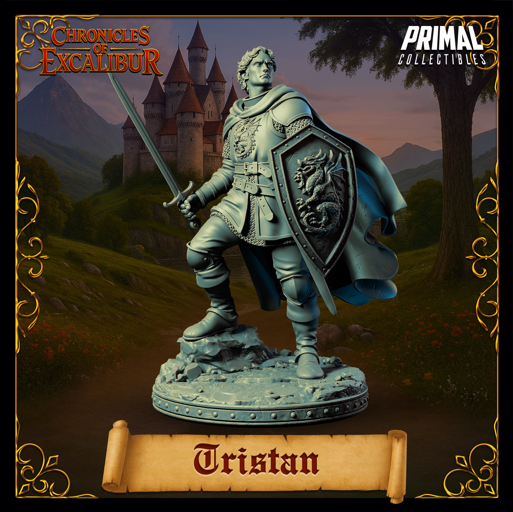 Knight Tristan - Chronicles of Excalibur miniature model in premium detail, perfect for collectors and TTRPGs.