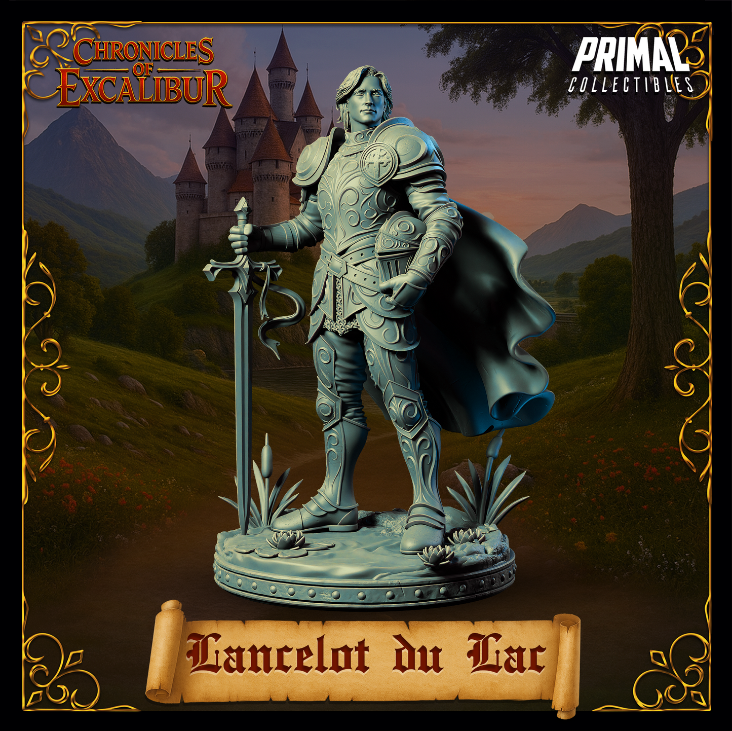 Knight Sir Lancelot - Chronicles of Excalibur resin miniature with impressive details for collectors and gamers.