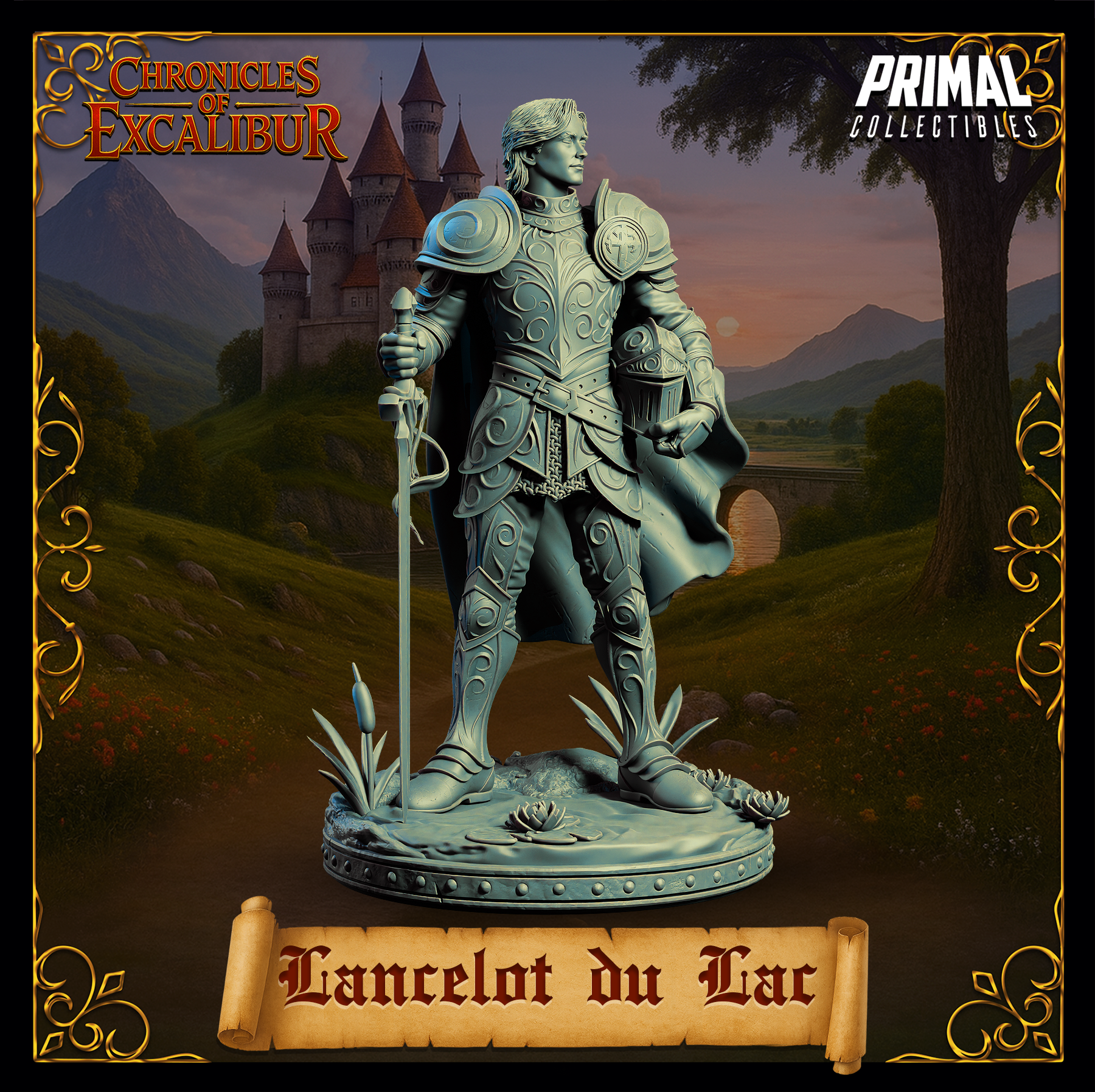 Knight Sir Lancelot - Chronicles of Excalibur miniature crafted in premium resin for collectors and gamers.