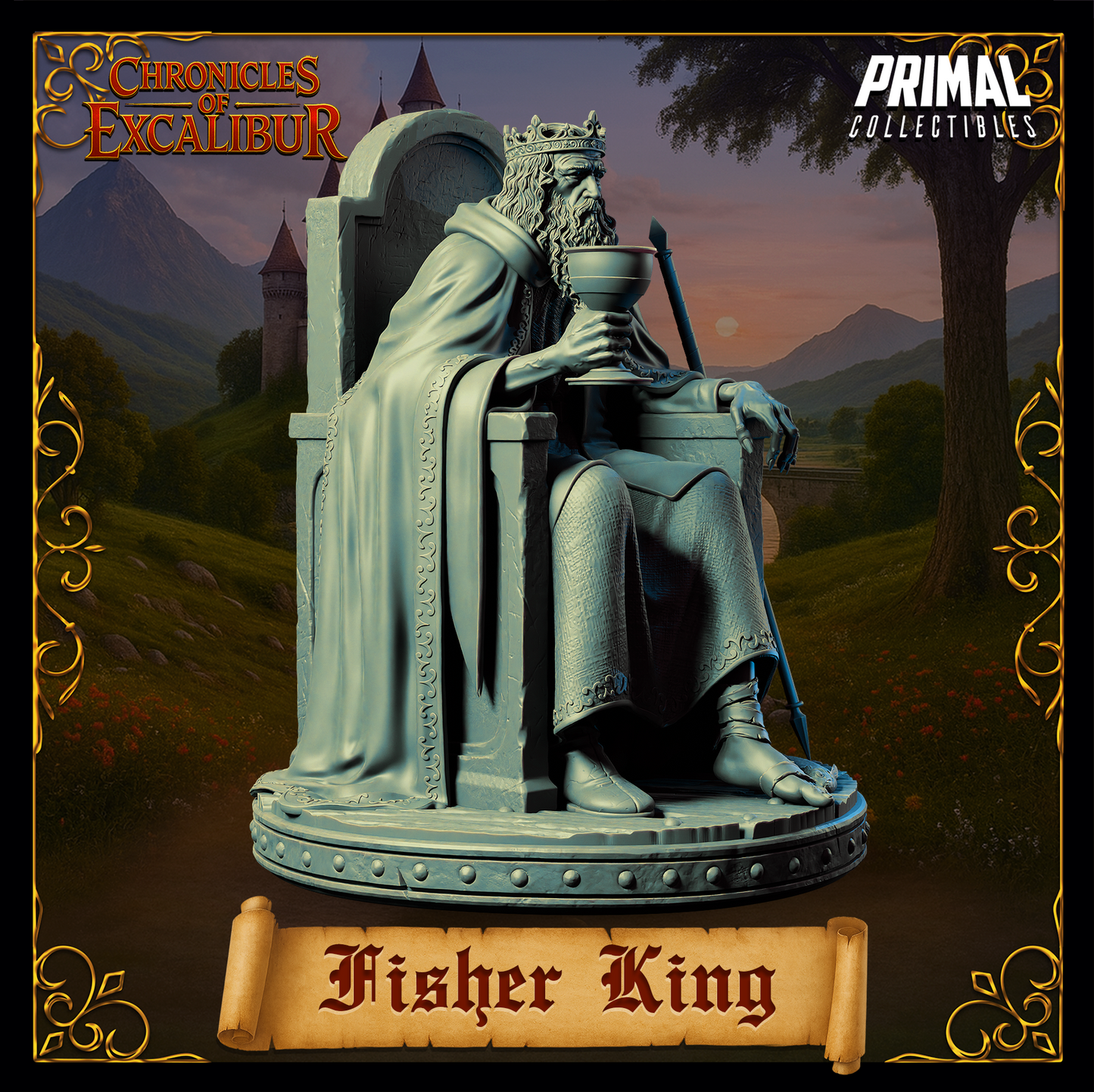 Fisher King miniature from Chronicles of Excalibur, crafted in premium grey resin, perfect for D&D and wargaming.