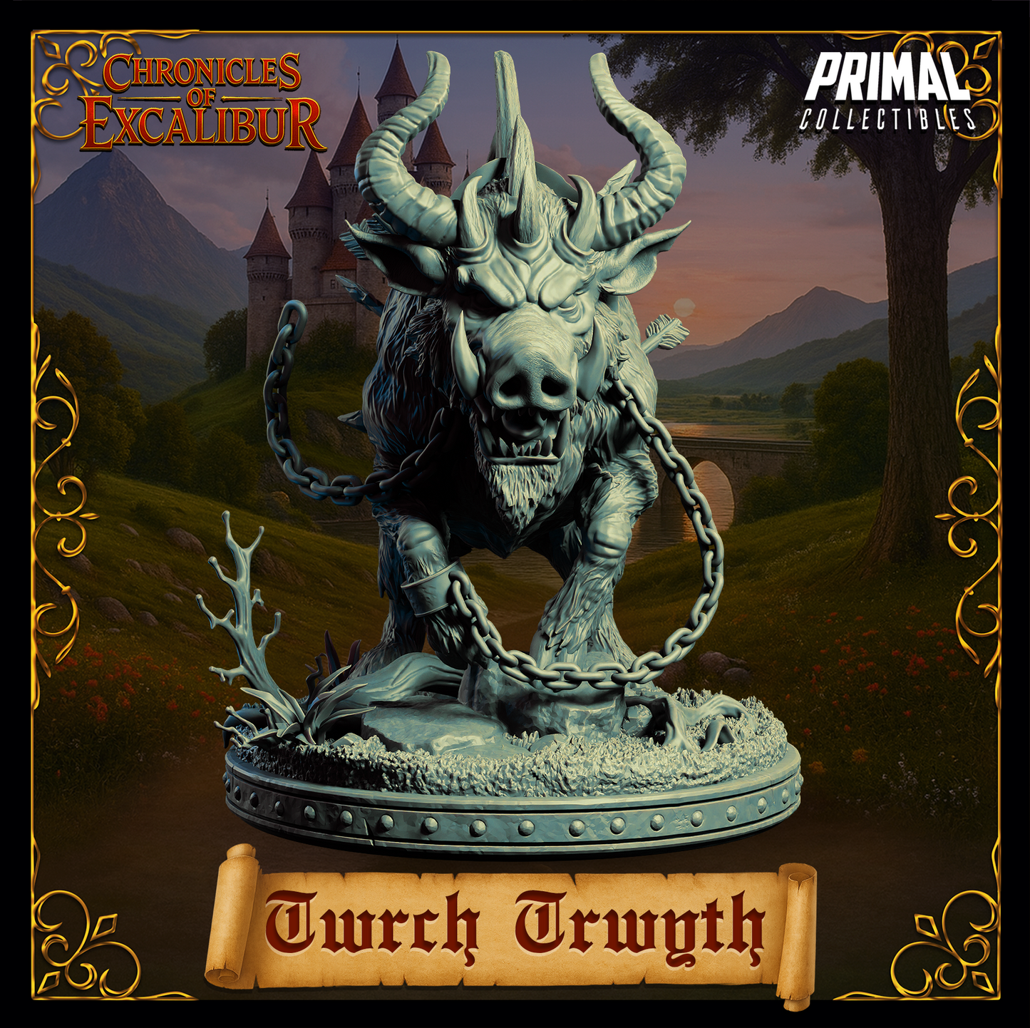 Twrch Trwyth detailed resin miniature model from Chronicles of Excalibur for D&D and wargaming