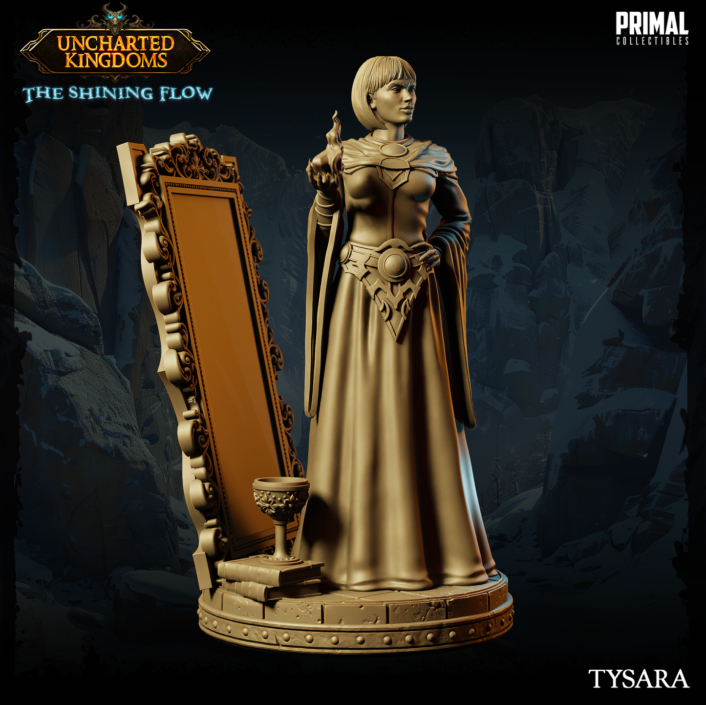 Wizard Tysara collectible miniature with detailed design, crafted in premium resin for D&D and TTRPG enthusiasts.