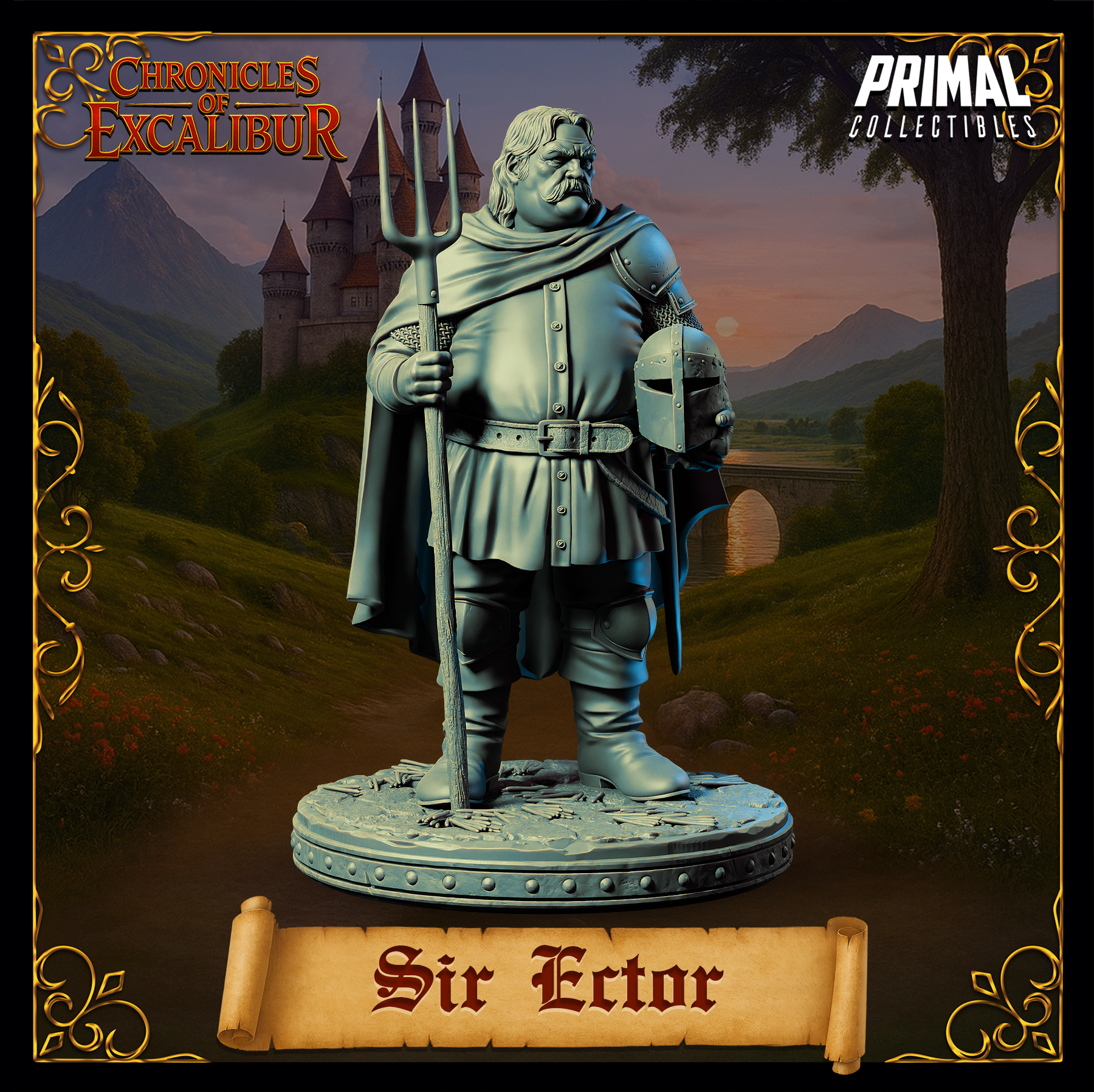 Knight Sir Ector miniature from Chronicles of Excalibur, crafted in premium resin for tabletop gaming and collectibles.