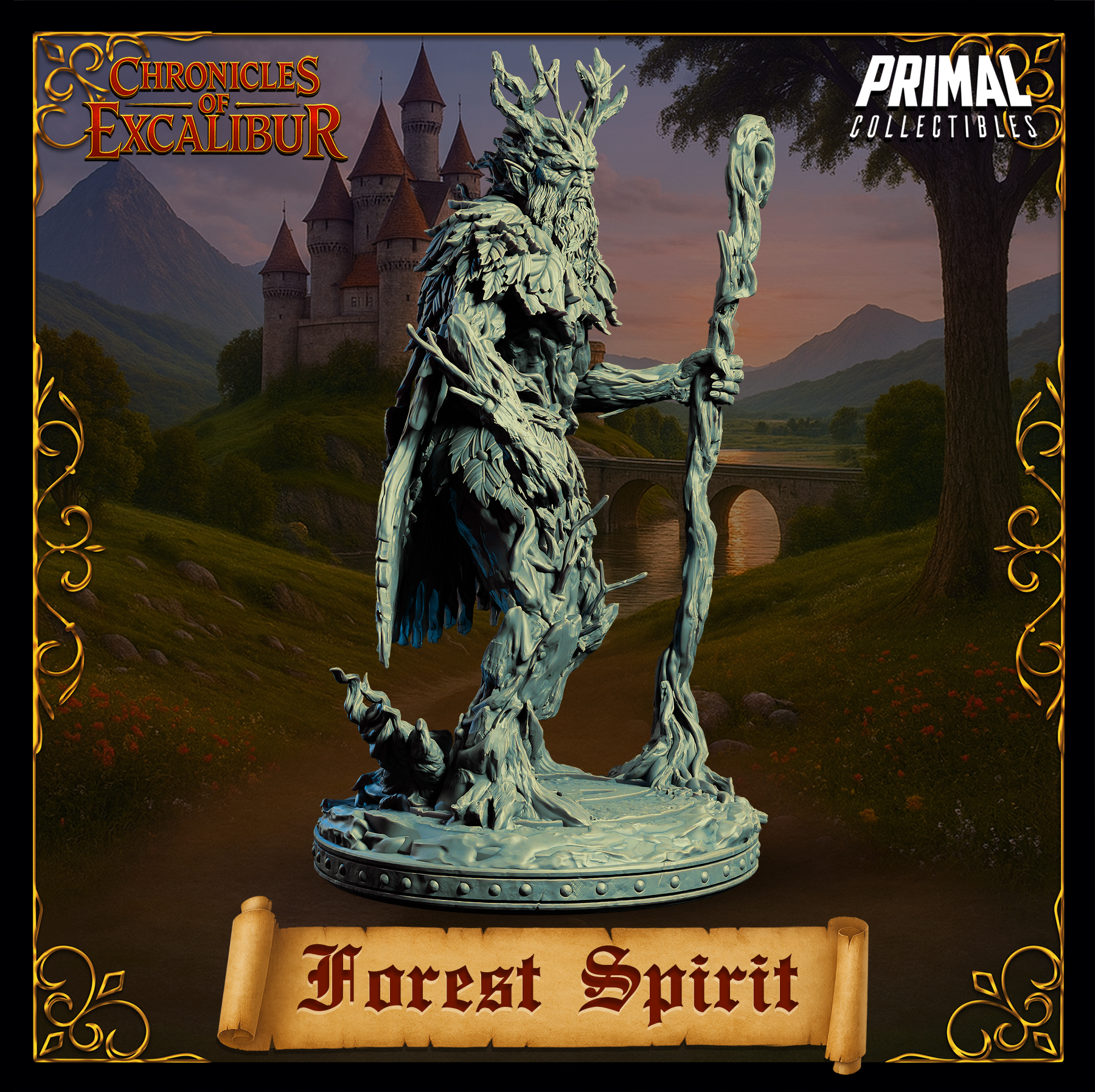 Forest Spirit miniature from Chronicles of Excalibur, detailed resin model for D&D and collectors.