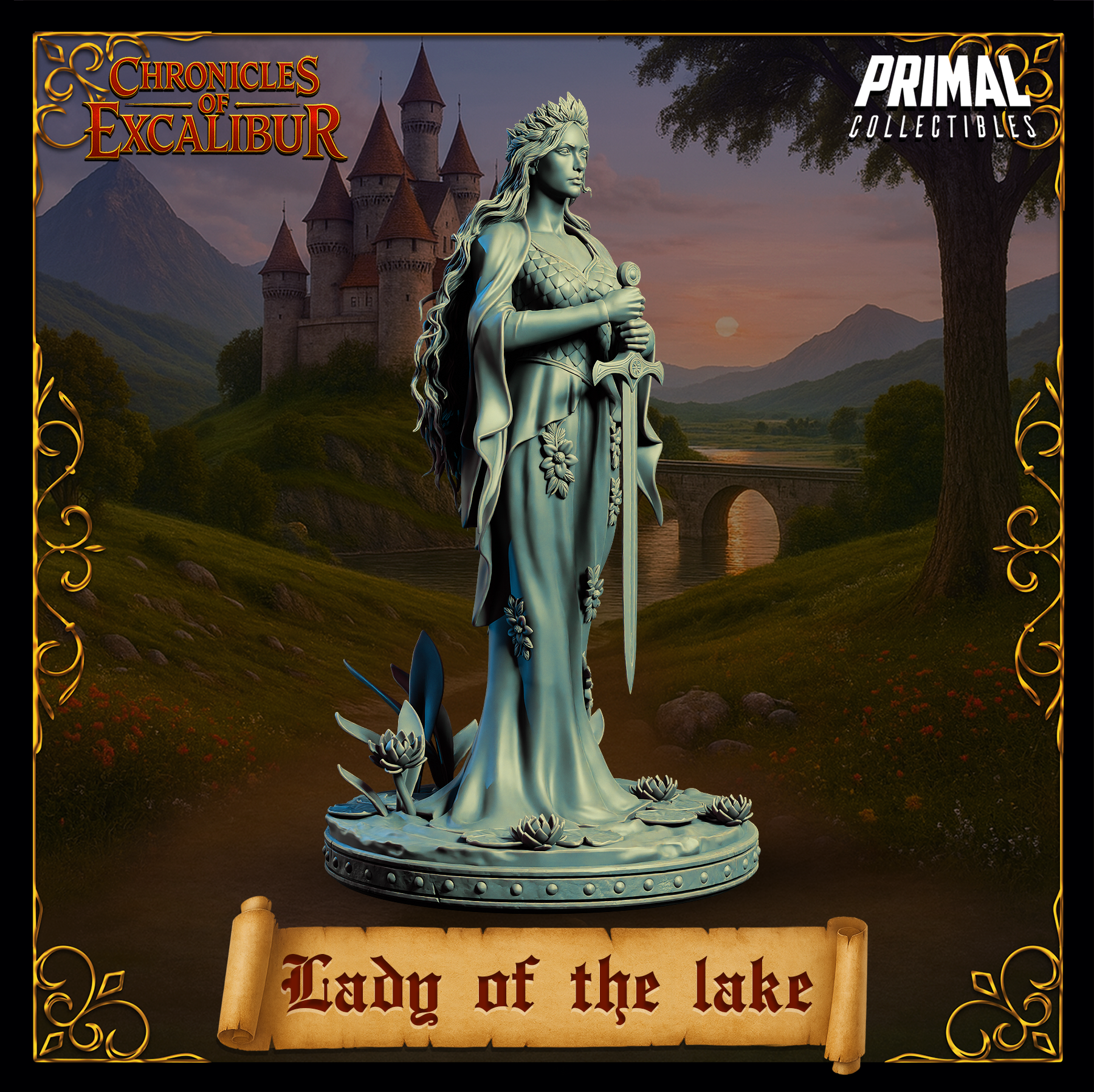 Lady of the lake miniature from Chronicles of Excalibur by Primal Collectibles, featuring detailed resin craftsmanship.