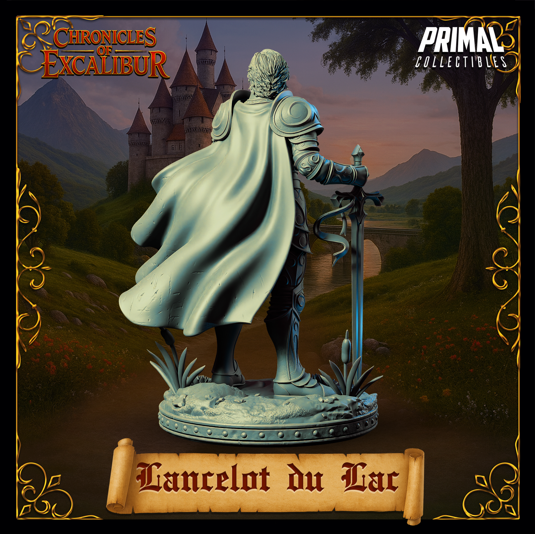 Knight Sir Lancelot statue from Chronicles of Excalibur, crafted in premium resin for collectors and gaming.