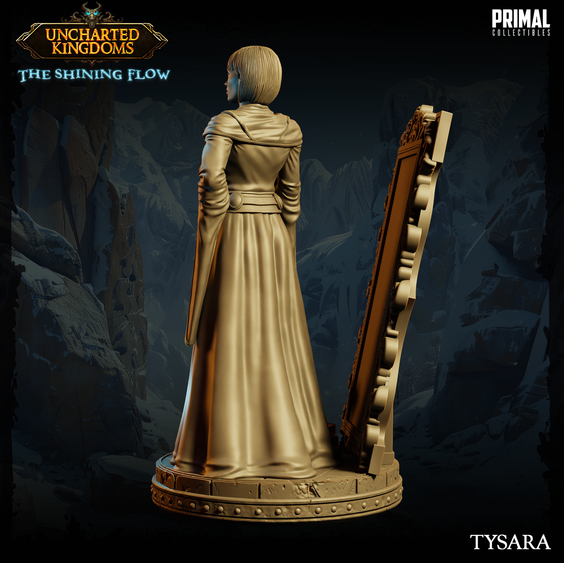 Wizard Tysara miniature from Uncharted Kingdoms, made of premium resin, showcasing exceptional details and design.
