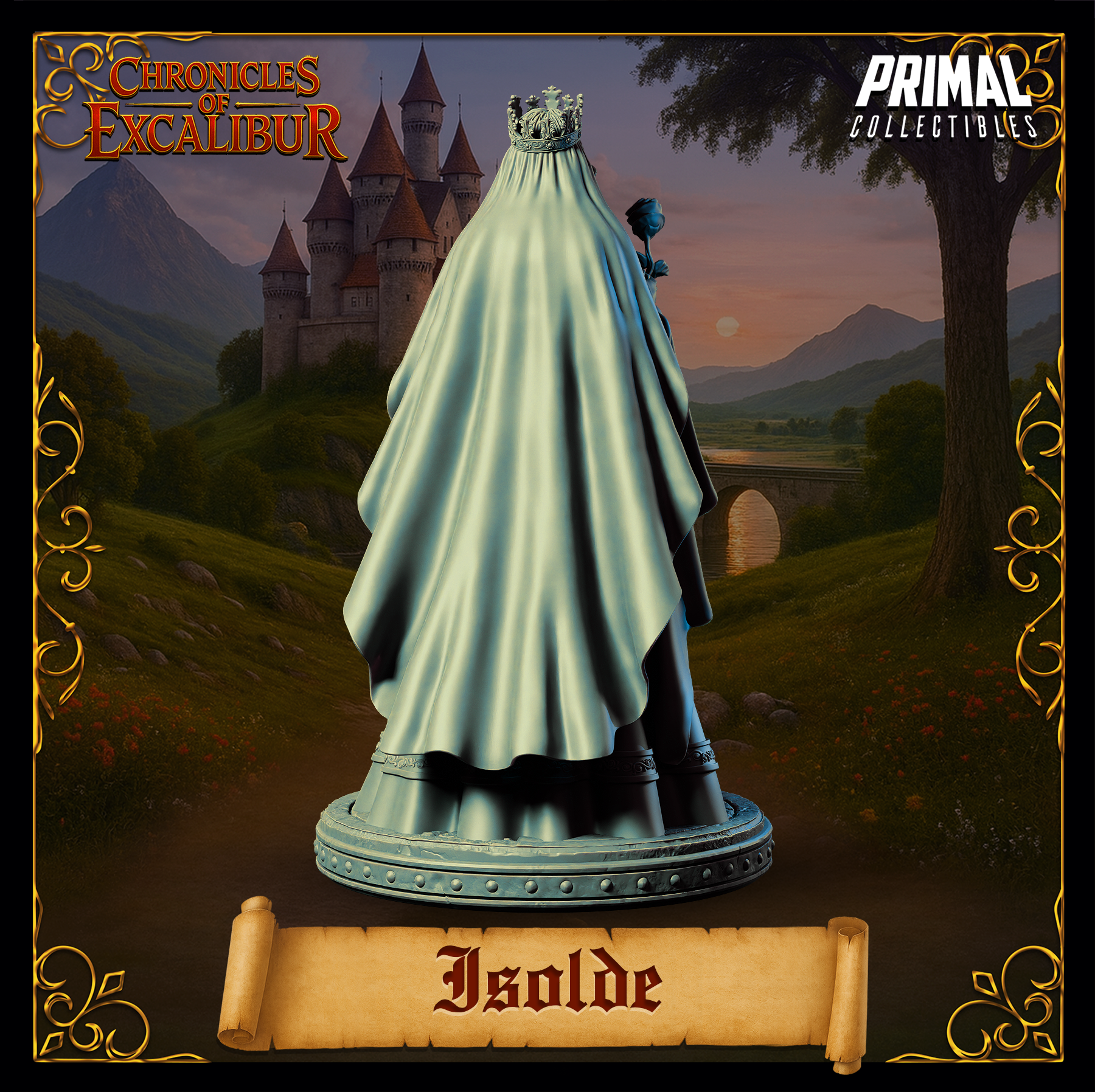 Princess Isolde from Chronicles of Excalibur, high-quality miniature in premium resin, showcasing exceptional detail and craftsmanship.