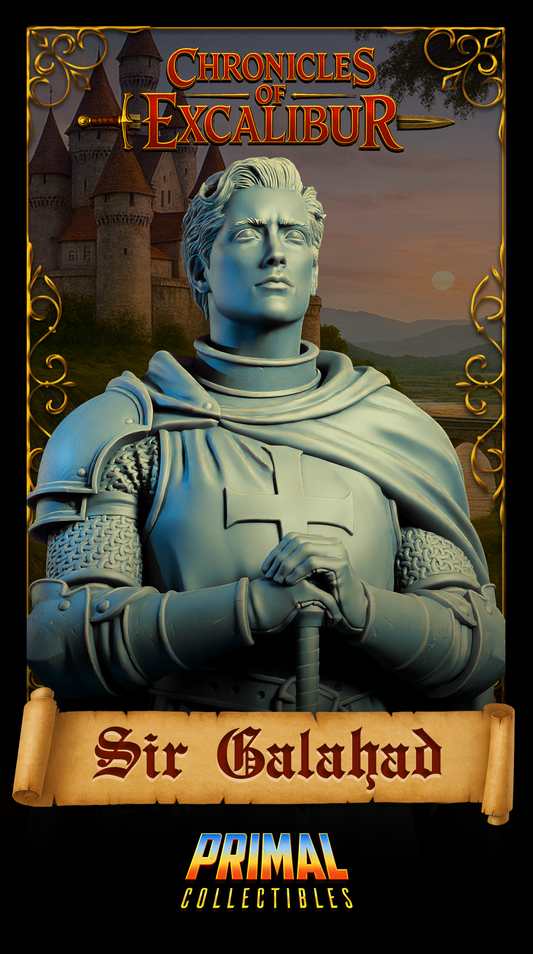 Knight Sir Galahad from Chronicles of Excalibur displayed in premium resin, perfect for collectors and gamers.