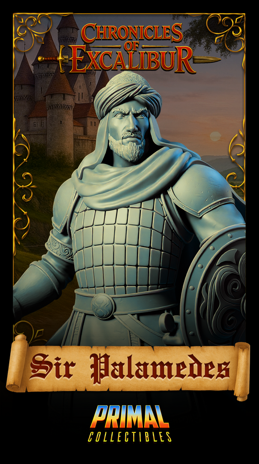 Knight Sir Palamedes from Chronicles of Excalibur displayed as a highly detailed resin miniature.