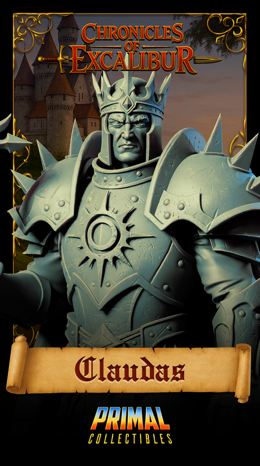 King Claudas from Chronicles of Excalibur displayed in detailed premium resin finish.