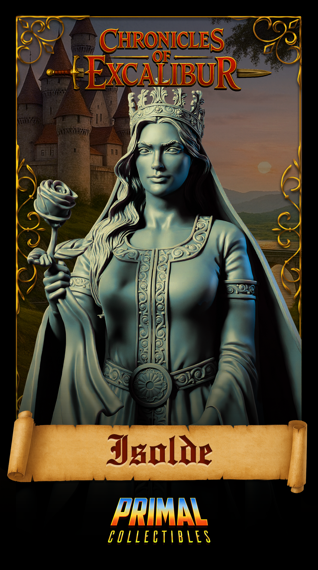 Princess Isolde - Chronicles of Excalibur collectible miniature featuring intricate details and premium grey resin.