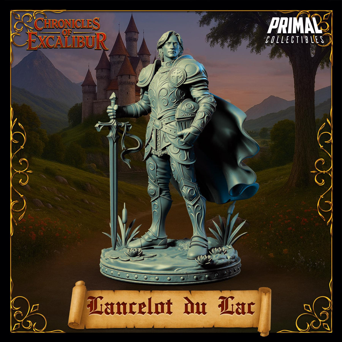 Knight Sir Lancelot - Chronicles of Excalibur resin miniature with impressive details for collectors and gamers.