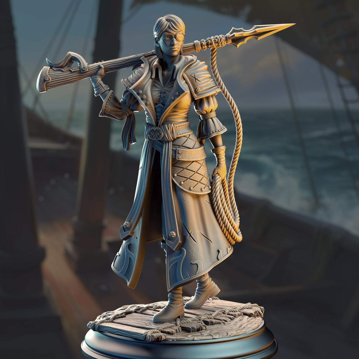 Pirate Harpoon Marksman - Fiona "Dead-Eye" Stuttgart - 3D Printed Resin RPG/Tabletop/Boardgames Miniature DM Stash