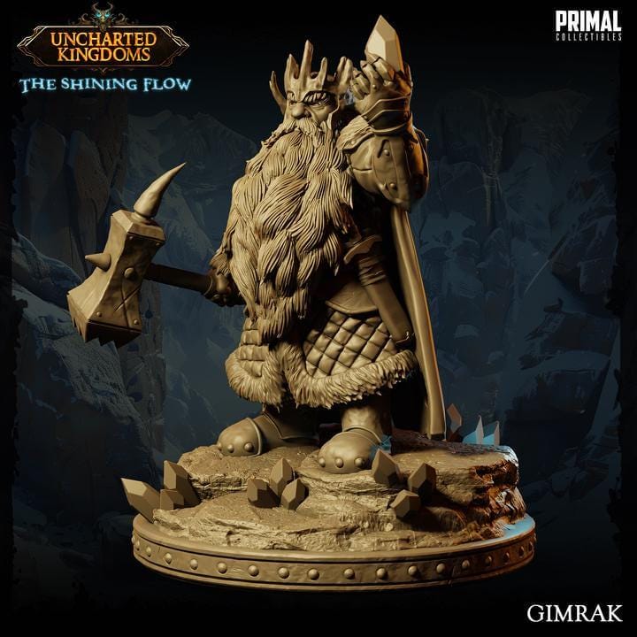 Gimrak Dwarf King - Uncharted Kingdoms 3D Printed Resin RPG/Tabletop/Boardgames Miniature Primal Collectibles