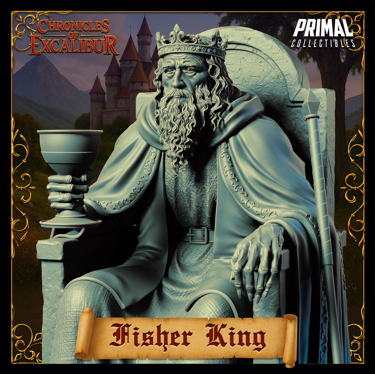 Fisher King miniature from Chronicles of Excalibur, high-quality resin collectible for D&D and TTRPGs.