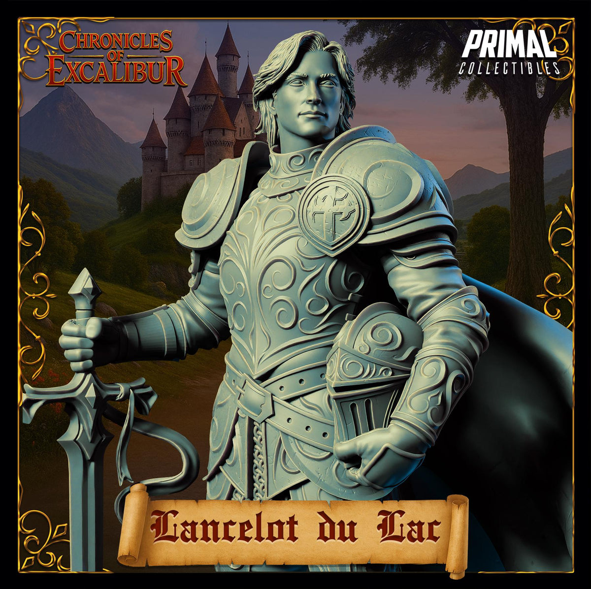 Knight Sir Lancelot from Chronicles of Excalibur, detailed premium resin miniature for collectors and gamers.
