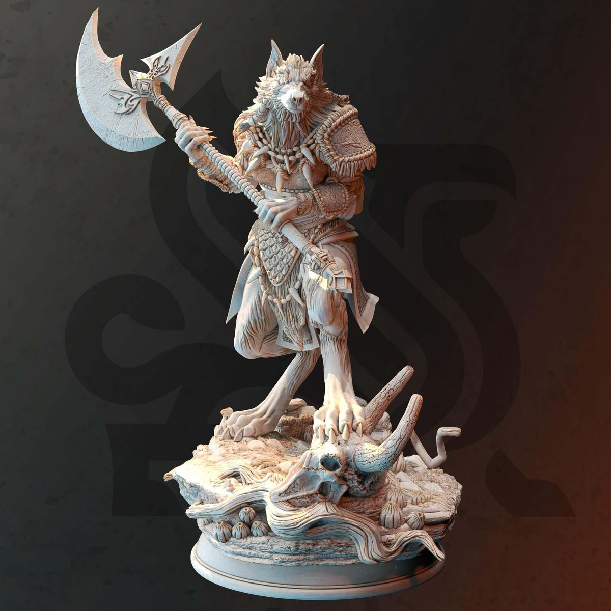 Werewolf Barbarian - Ariana Grey - 3D Printed Resin RPG/Tabletop/Boardgames Miniature DM Stash