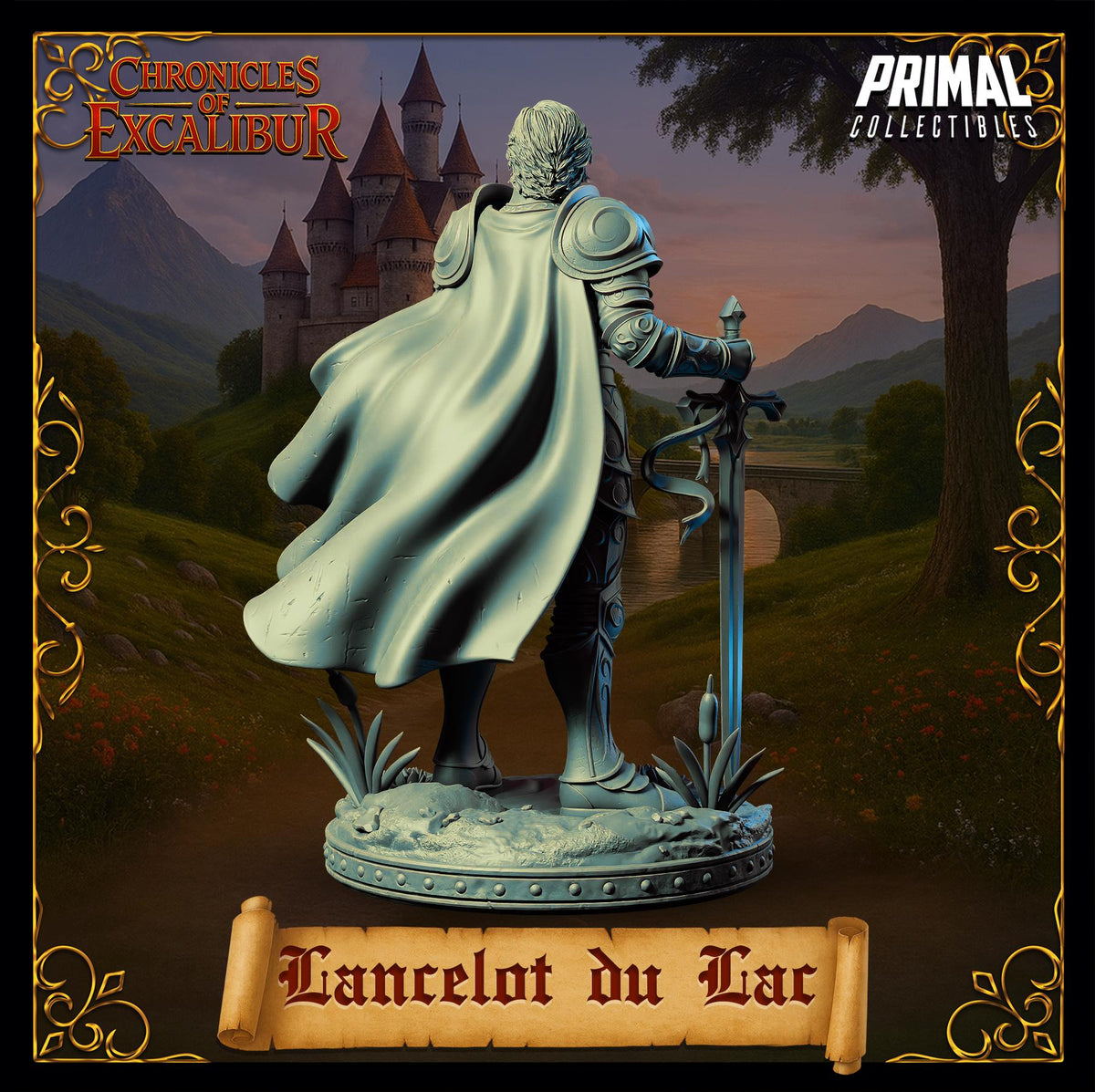 Knight Sir Lancelot statue from Chronicles of Excalibur, crafted in premium resin for collectors and gaming.