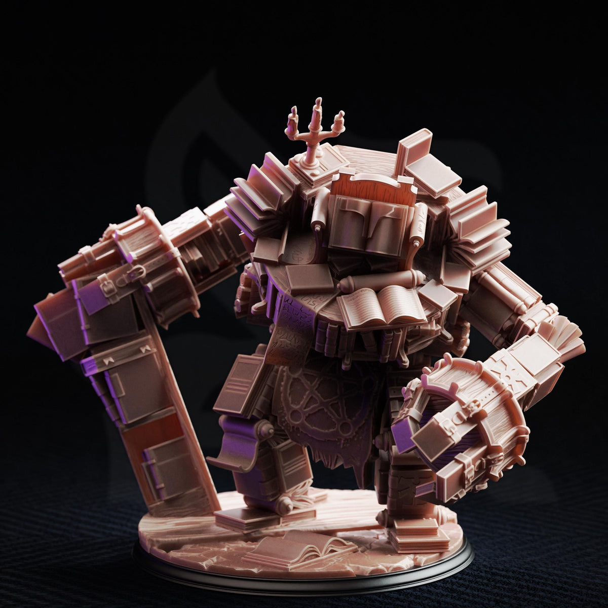 A 3D printed model of a mechanical creature with a complex, intricate design and various mechanical components.