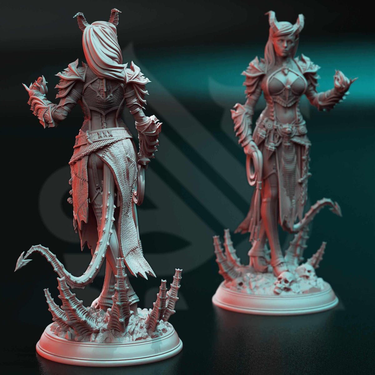 Tiefling Fiend Warlock - Skardi of the Third - 3D Printed Resin RPG/Tabletop/Boardgames Miniature DM Stash