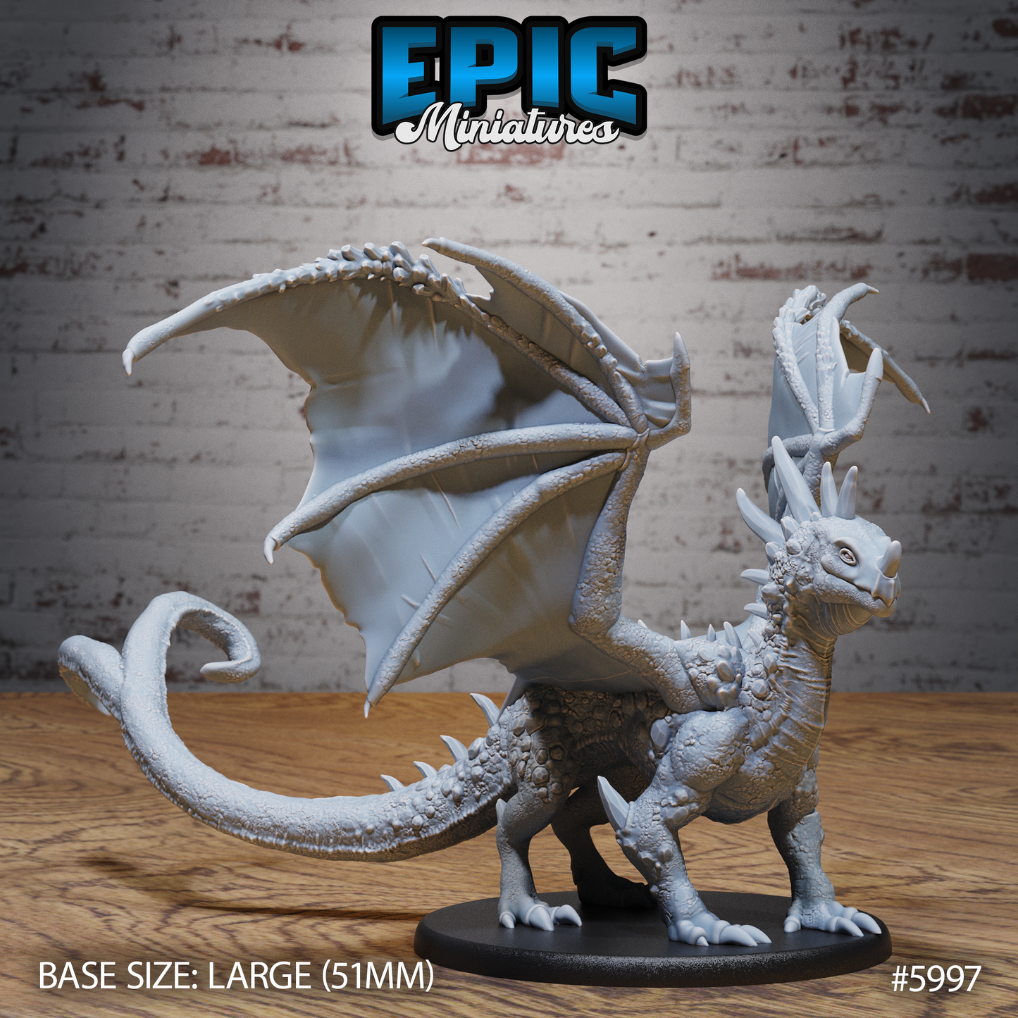 3D Resin Miniature Crystal Dragon Young - D&D Epic Miniatures