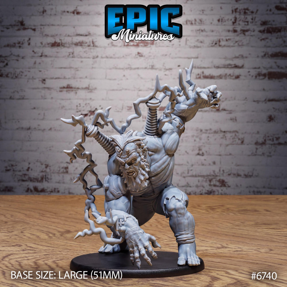a large figurine of a monster-like creature with a fierce expression, standing on a black base.