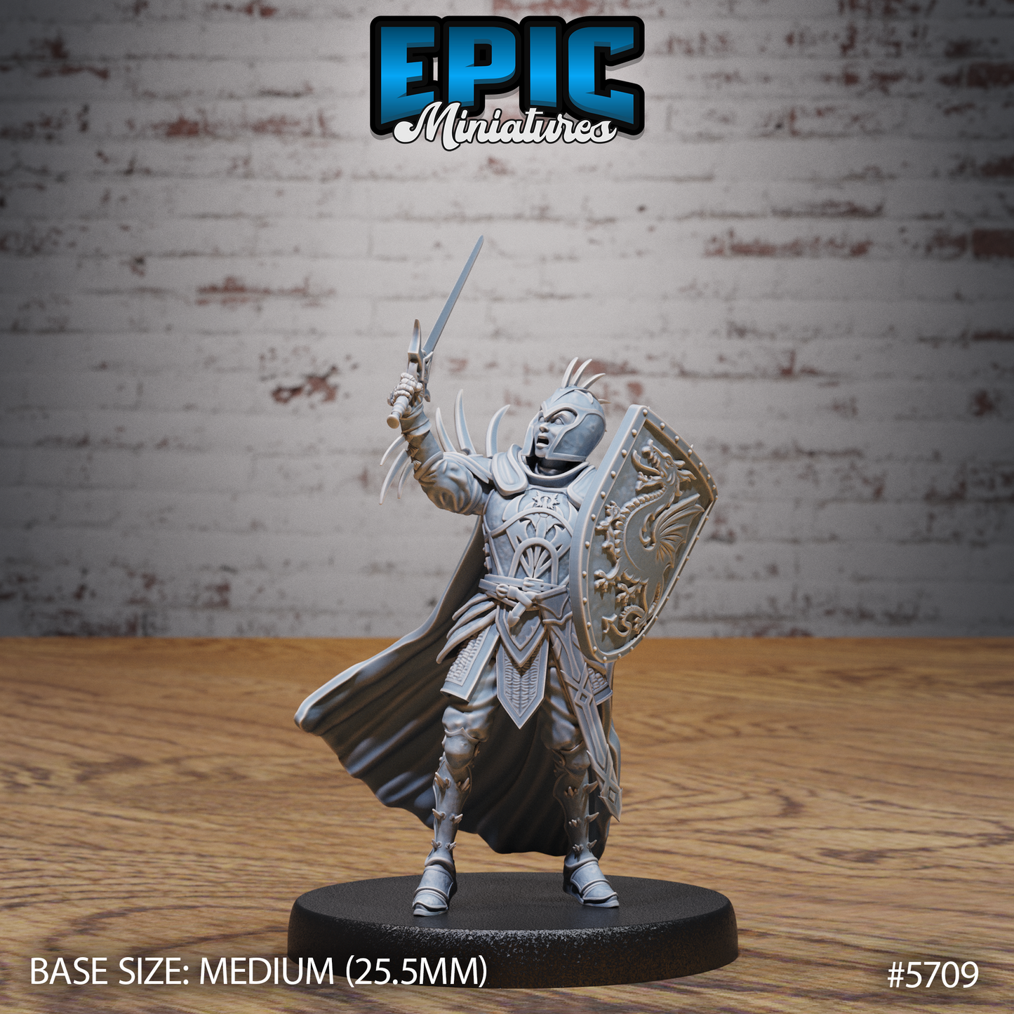 3D Resin Miniature Dragon Huntress Knight - D&D Epic Miniatures